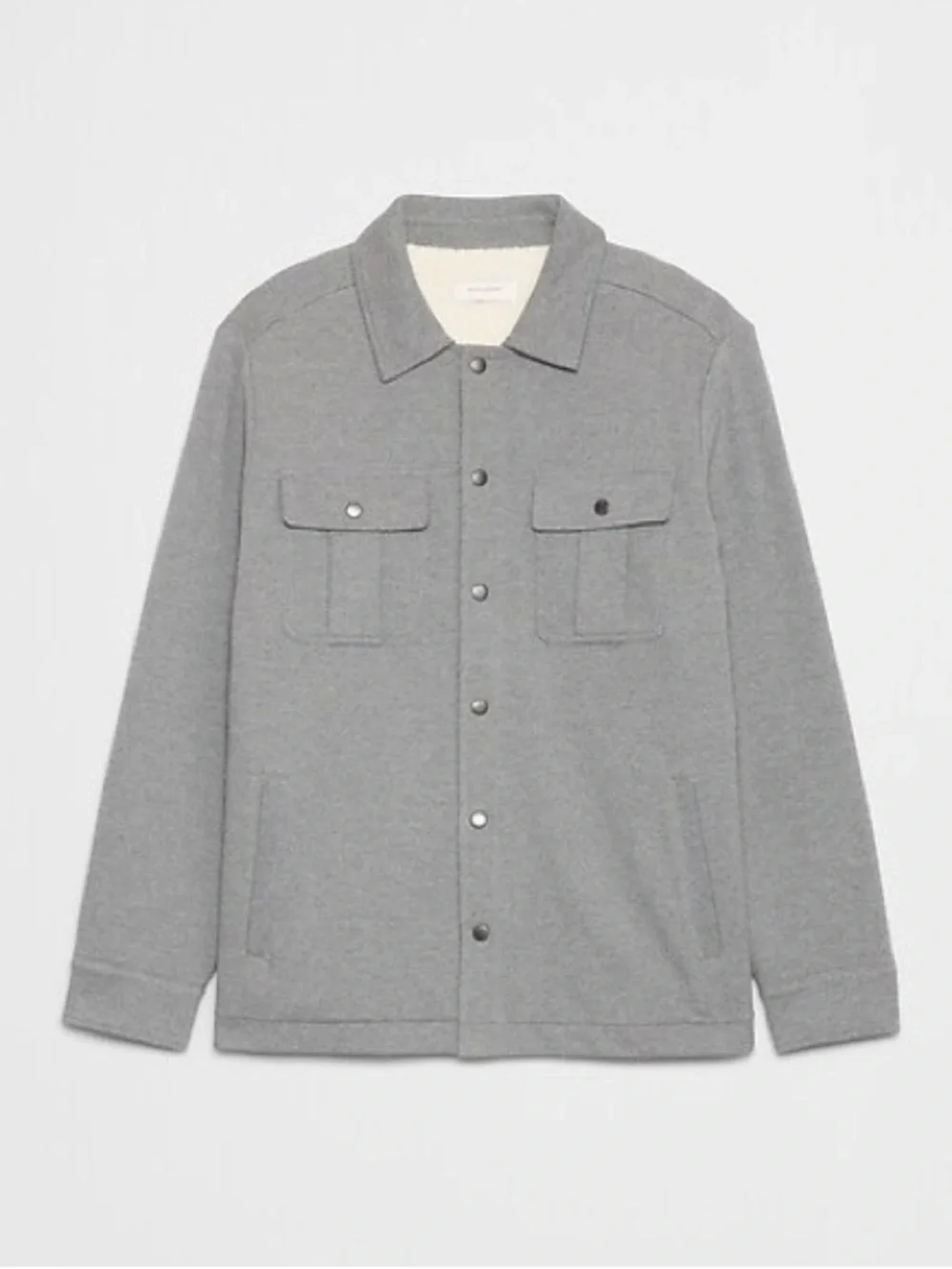 Banana Republic Sherpa Lined Button Down Thick Shirt Jacket Gray Men’s M $140